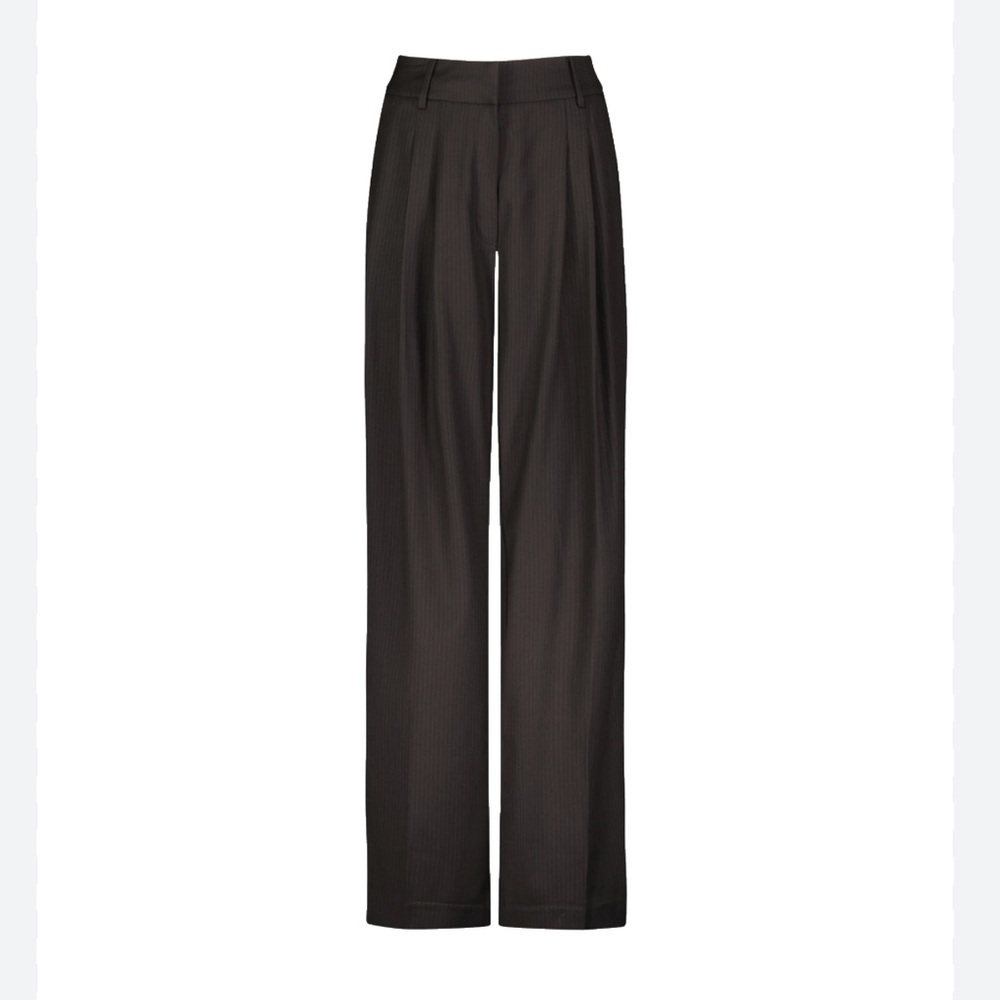 Cotton Twill Jacquard Stripe Wide Leg Trouser